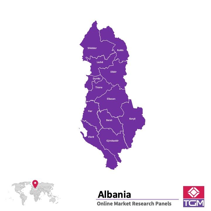 Panel online en Albania |  Investigación de mercado y encuestas en Albania